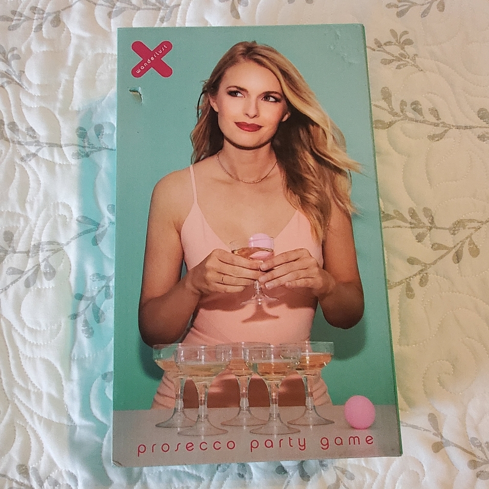 NEW! WANDERLUST Prosecco Pong Party Game Beer Ping Pong Glasses & Balls